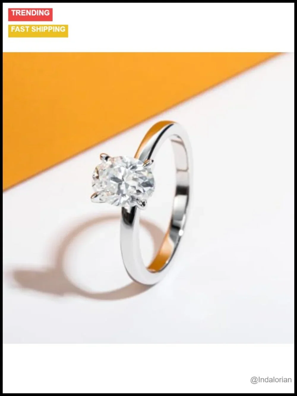 1.5CT Oval Moissanite Engagement Ring 925 Sterling Silver VVS1 D Color